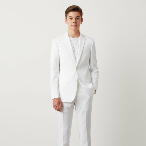 Michael Kors White Slim Fit Suit | Teen Boy’s [size 12/ 26 W] | Wedding / Prom - Picture 1 of 4